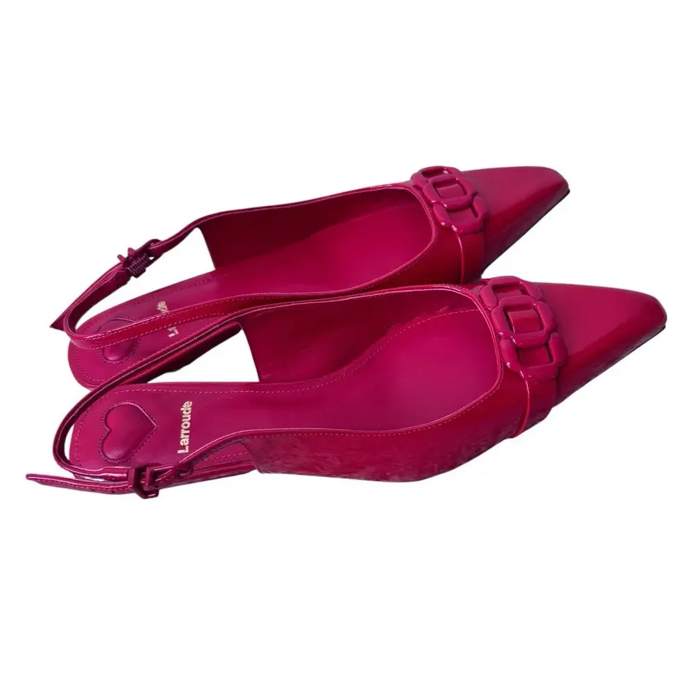 LARROUDE Franca Pumps in Patent Leather Scarlet Red Size 7 - Picture 3 of 8